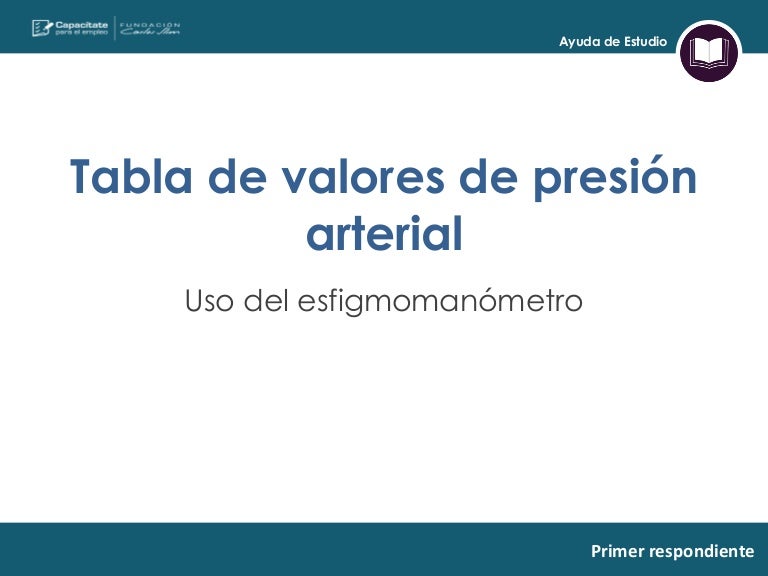 tabla de valores de presion