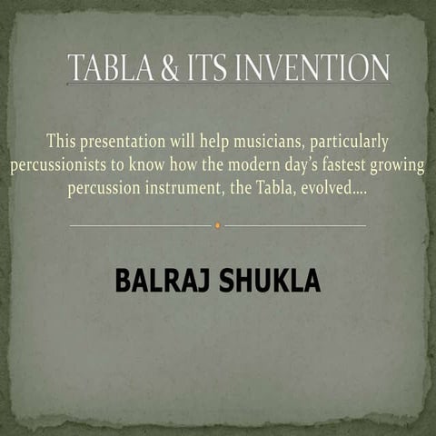 Tabla - Invention & Nomenclature
