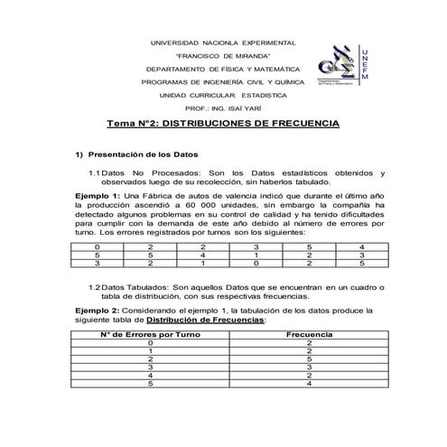 Tema 2: Distribuciones de Frecuencia