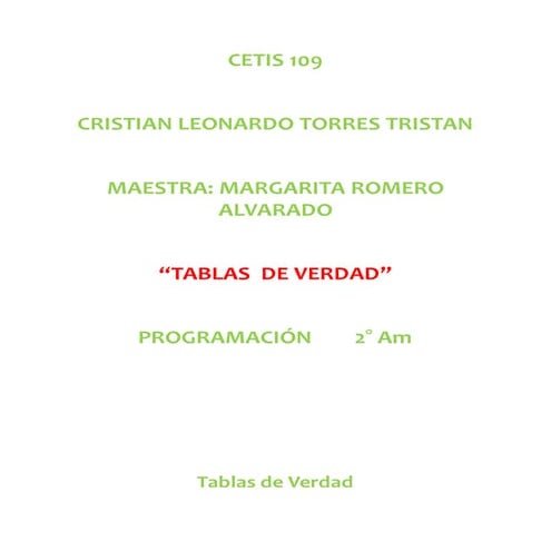 Tablas de verdad