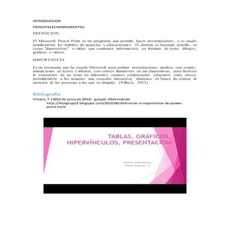 Tablas, graficos, vínculos