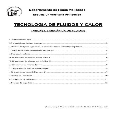 Tablas y propiedades fluidos