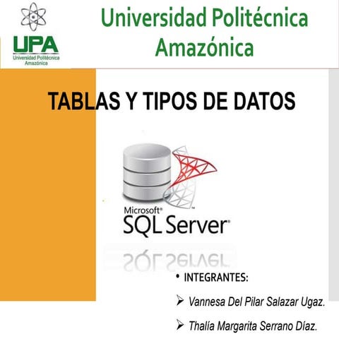 Tablas y tipos de datos