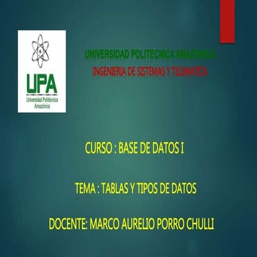 TABLAS Y TIPOS DE DATOS