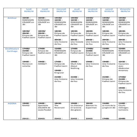 Agenda Culturel du 2 au 8 mai 