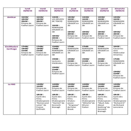 Agenda Culturel du 18 au 24 avril 