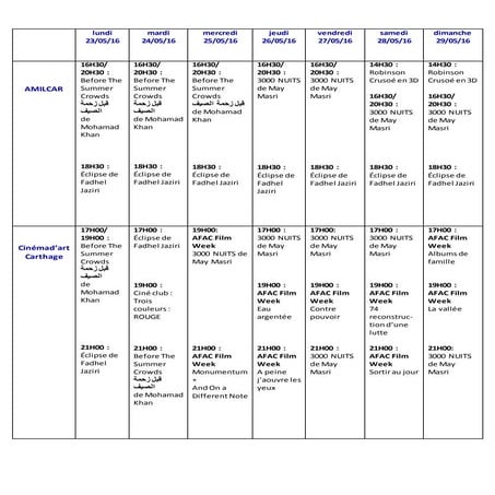 Rendez vous culturels du 23 au 29 mai 2016