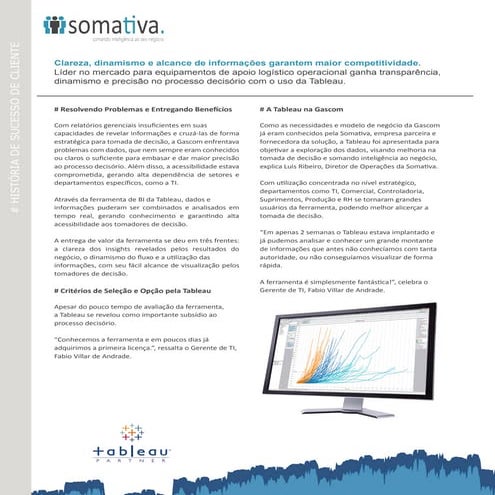 Caso de sucesso Tableau Brasil na Gascom - Partner Somativa