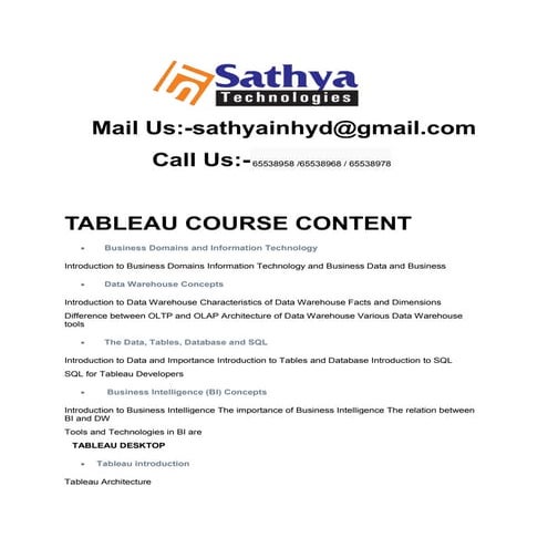 Tableau training in hyderabad