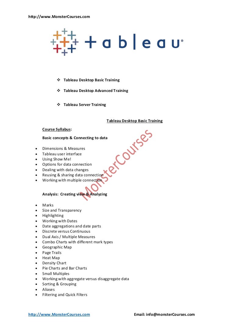 tableau advanced course