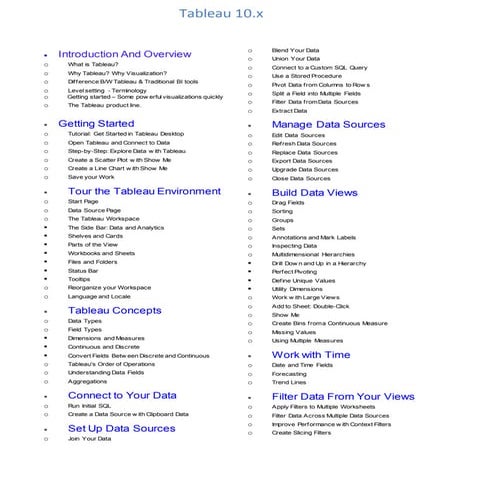 Tableau Course syllabus | DOCX