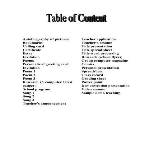 Table Of Content