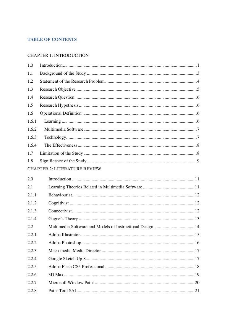 Table of content