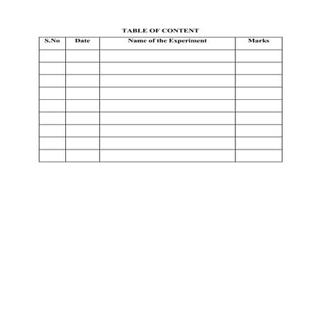 Comprehensive Table of Contents for Laboratory Experiments and ...