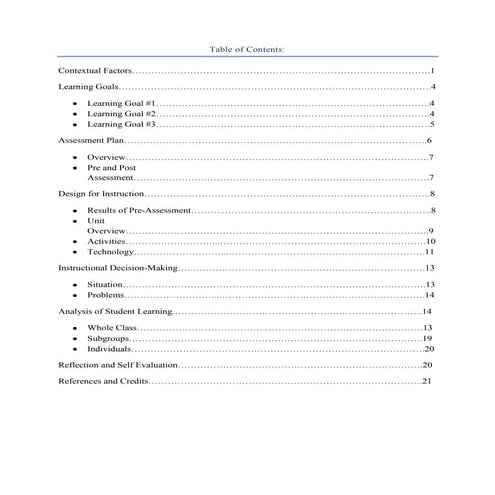 Table of contents