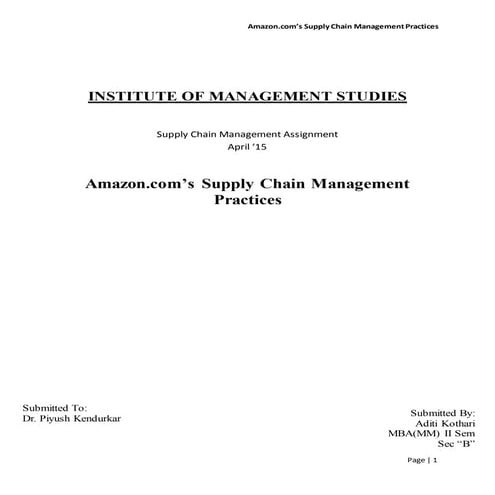 Amazon.com’s Supply Chain Management Practices