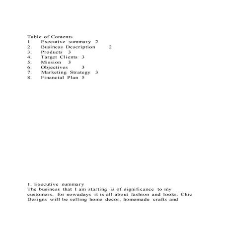Table of contents1.executive summary22.business descripti