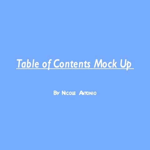 Table of contents mock up