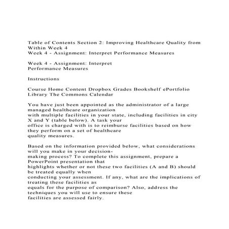 Table of Contents Section 2 Improving Healthcare Quality from.docx