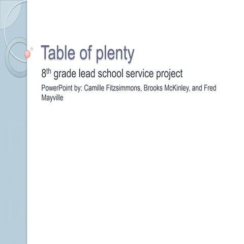 Table of Plenty Power Point Presentation