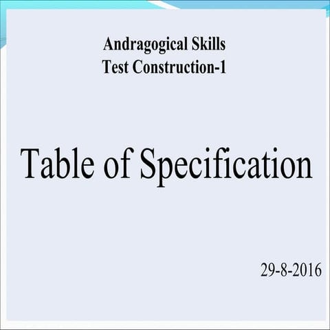 Table of specification  dr shafqat ali