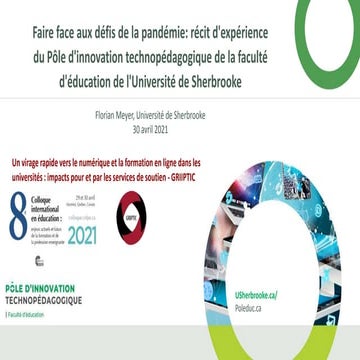 Faire face aux défis de la pandémie: récit d'expérience du Pôle d'innovation ...