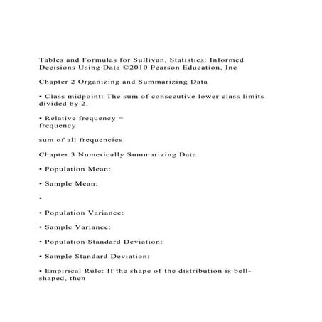Tables and Formulas for Sullivan, Statistics Informed Decisio.docx