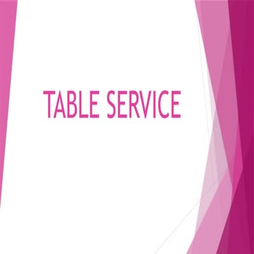 Food and Beverage Service, Table Service
