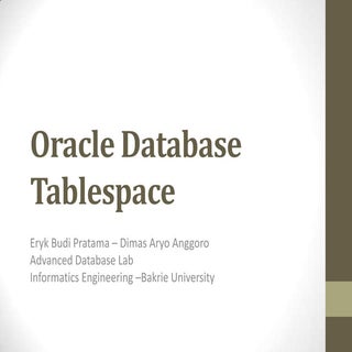 Oracle Tablespace - Basic
