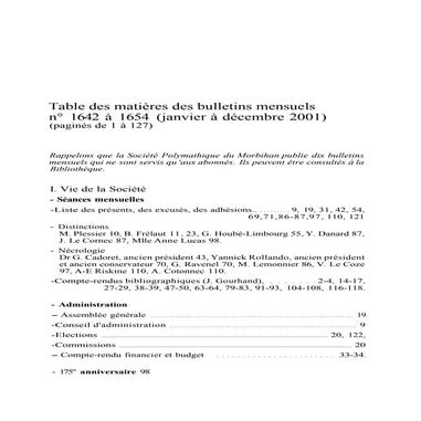 Tables polymathique 2001