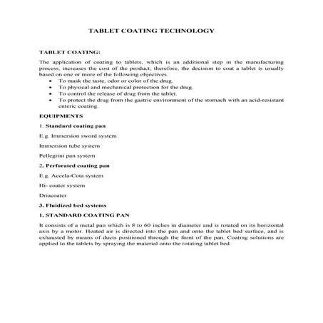 Tablet coating technology