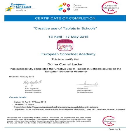 European Schoolnet #Tabletscourse MOOC