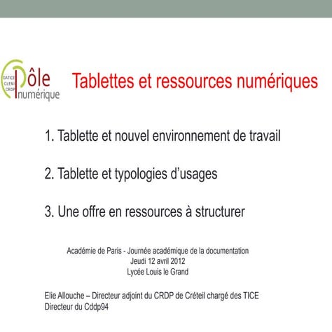 Tablettes et ressources numériques