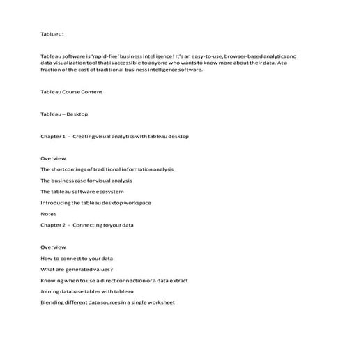 Tablueu course content