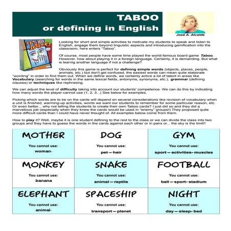 Taboo / Defining in English
