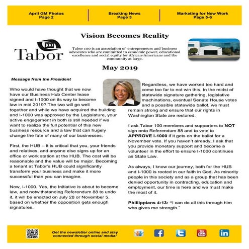 Tabor 100 May 2019 Newsletter | PDF