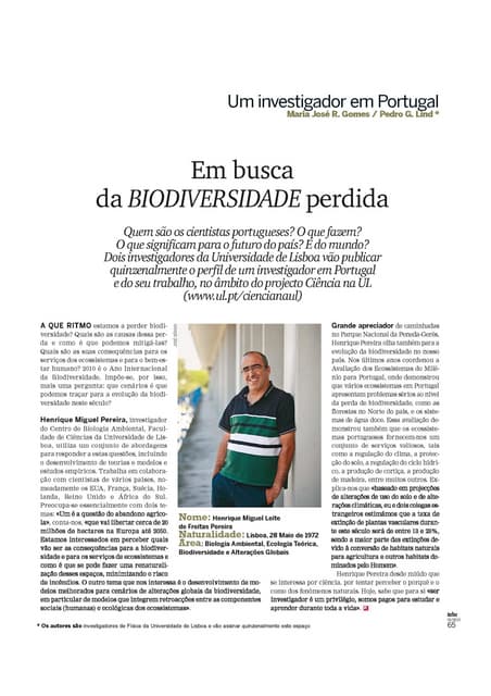 «Em busca da BIODEVERSIDADE perdida», Revista Tabu (SOL) 6-08-2010