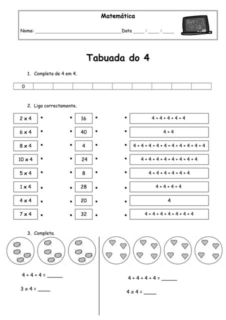 Tabuada do 4   ficha