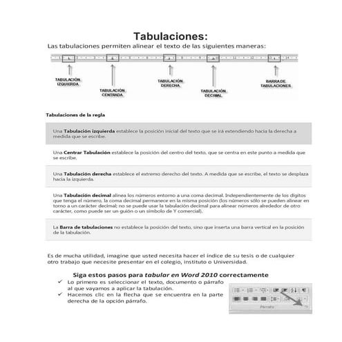 Tabulaciones en word 2010