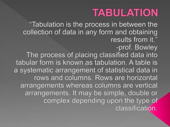 Tabulation of data | PPT