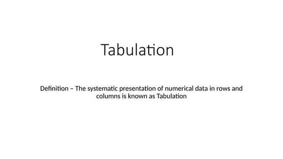 Tabulation of data | PPT