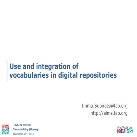 Use and integration of controlled vocabularies (AGROVOC) in DSpace Repositories