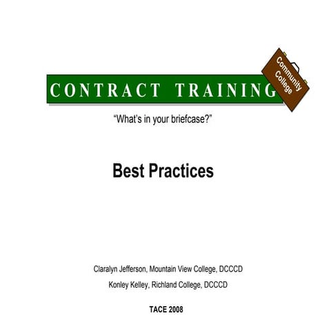 TACE Preconference Presentation - Contract Training