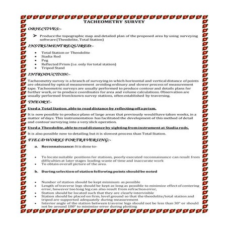 Tacheometry survey of detailing
