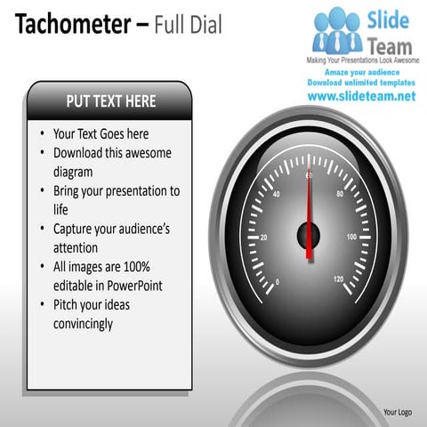 Tachometer full dial powerpoint presentation slides ppt templates