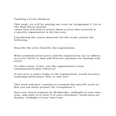 Tackling a Crisis Head-onThis week, we will be starting our .docx