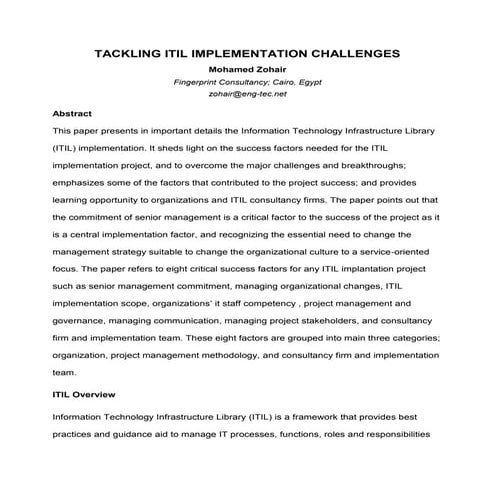 Tackling ITIL Implementation Challenges