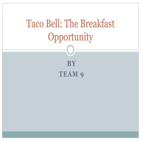 Taco bell The Breakfast opportunity