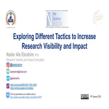 Exploring Different Tactics to Increase Research Visibility and Impact