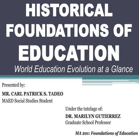 Historical Foundations of Education: World Education Evolution at a Glance
